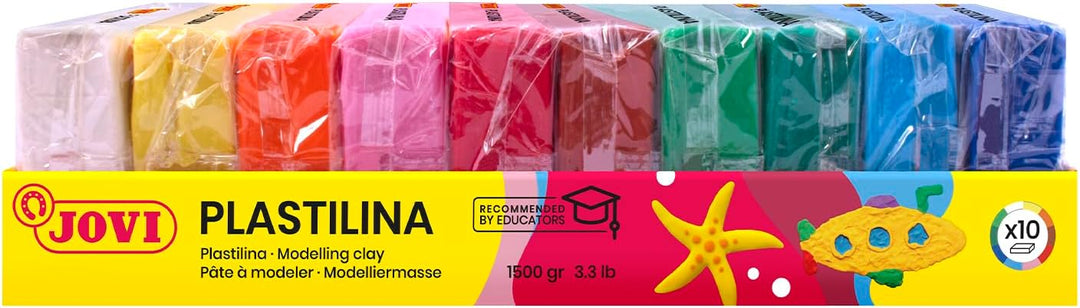 Jovi Plastilin, leicht formbare Modelliermasse für Kinder ab 2 Jahren, 10 Farben je 150g 10 Farben j