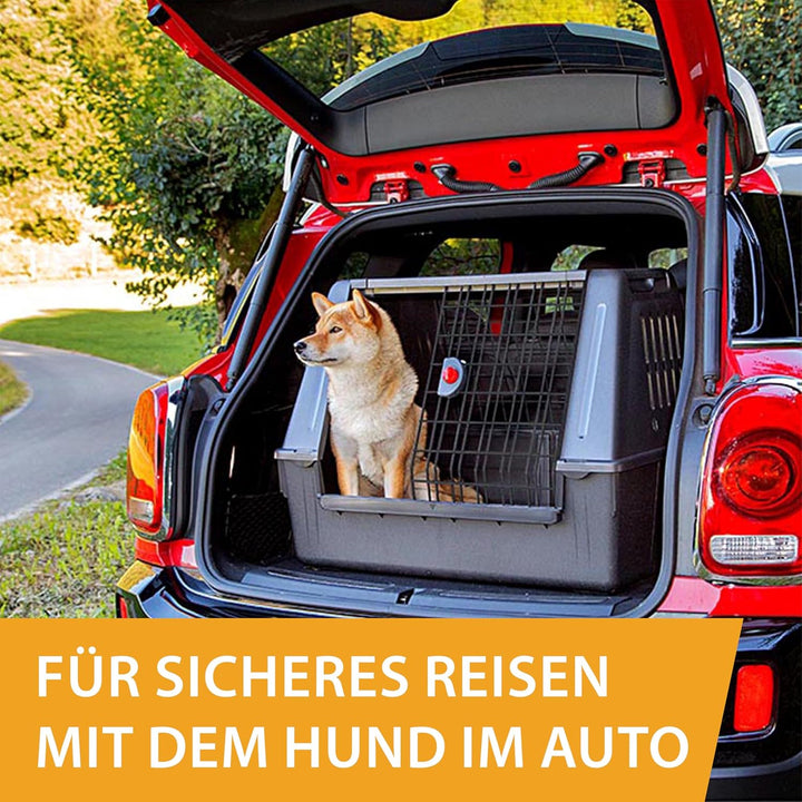 Ferplast Hundebox Auto, Atlas CAR 100 Scenic, extra Belüftung, Ablagefach, Doppelte Schiebeöffnung m
