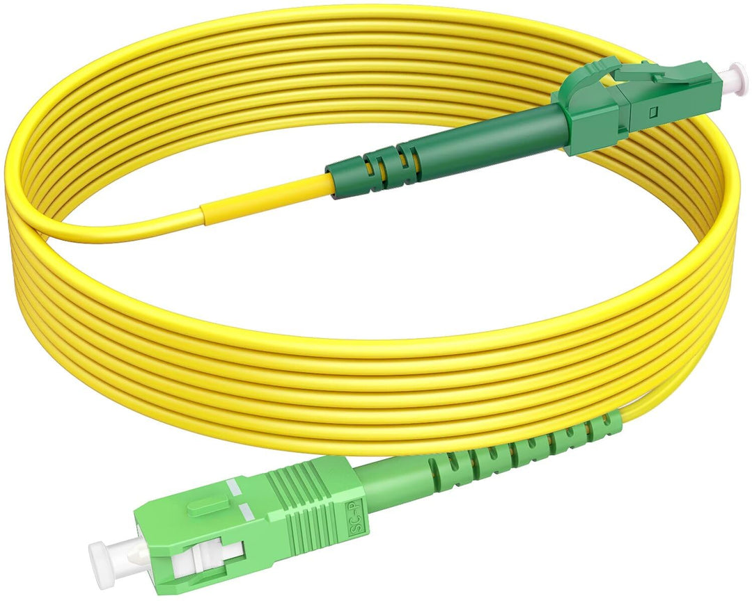 RamboCables 40m SC/APC auf LC/APC, LWL Simplex Patchkabel 9/125µm, Singlemode Glasfaserkabel für FTT