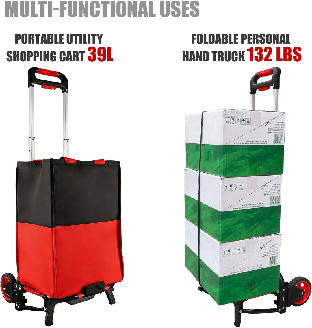 Faltbarer Einkaufswagen mit abnehmbarer wasserdichter Tasche und Bungee-Seil, robuster Schubwagen mi