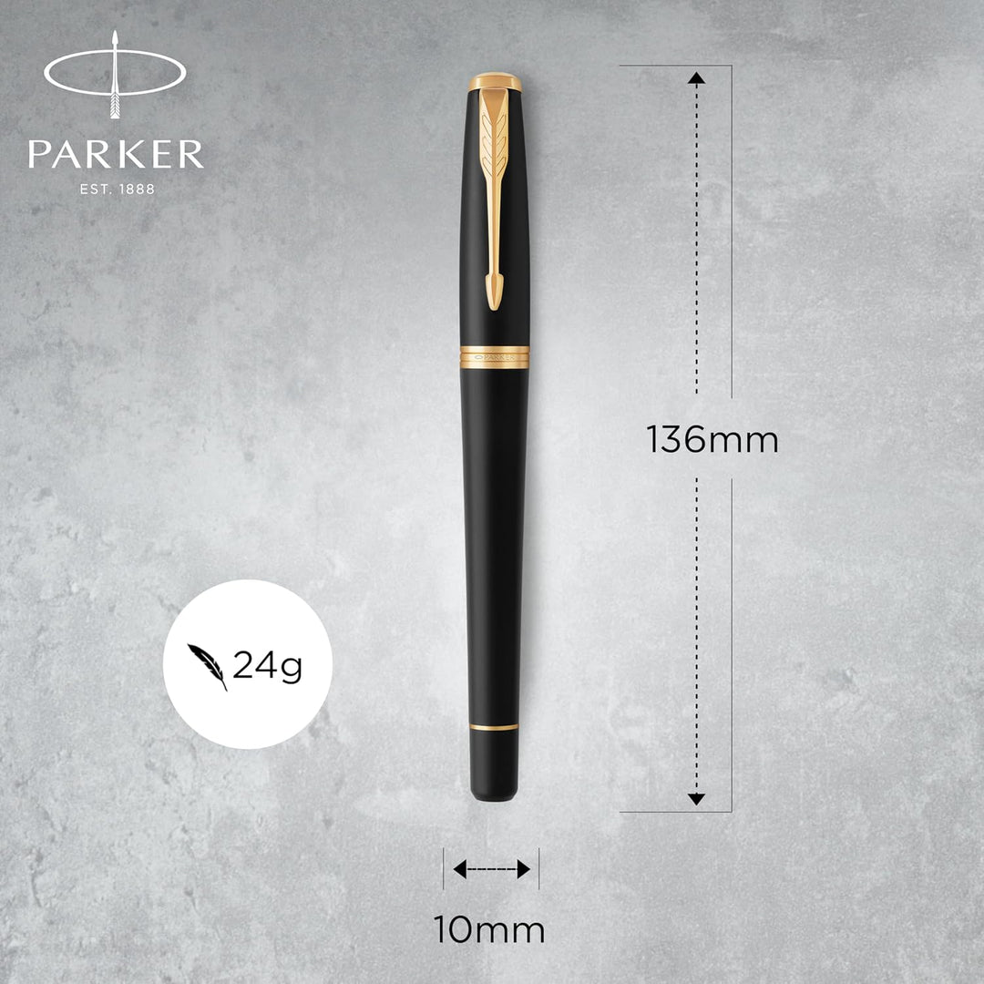 Parker Urban Füller | Muted Black mit Goldzierteilen | Füllfederhalter mit feiner Feder und blauer T