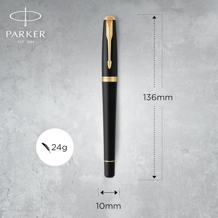 Parker Urban Füller | Muted Black mit Goldzierteilen | Füllfederhalter mit feiner Feder und blauer T