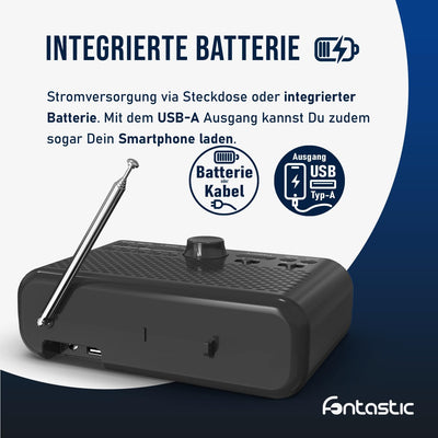 Fontastic "Dablo Radiowecker DAB Plus und FM, Funk-Wecker digital Batterie- und Netzbetrieb, Radio m