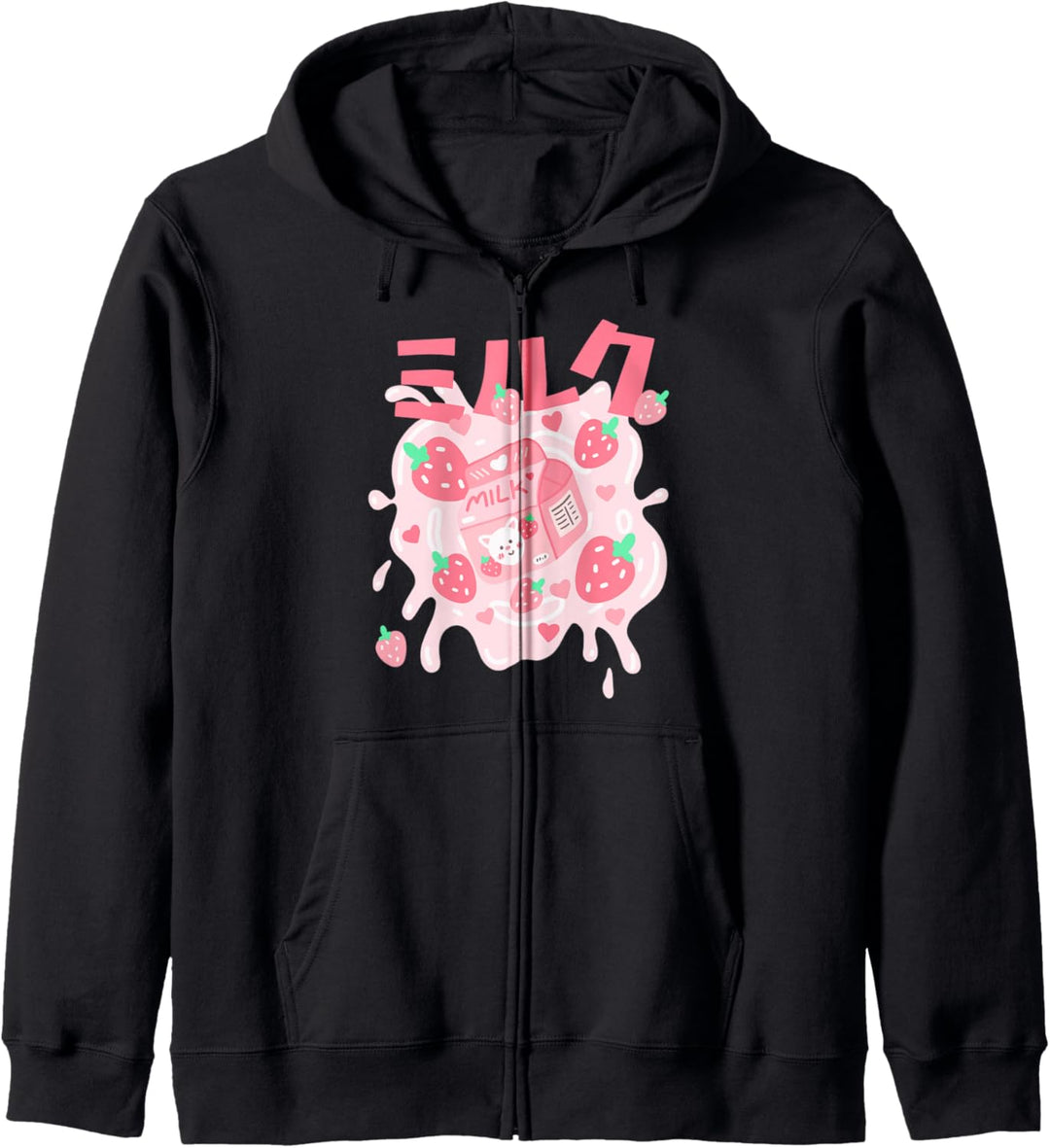 Kawaii Funny Retro 90s Japanese Strawberry Milk Shake Kapuzenjacke