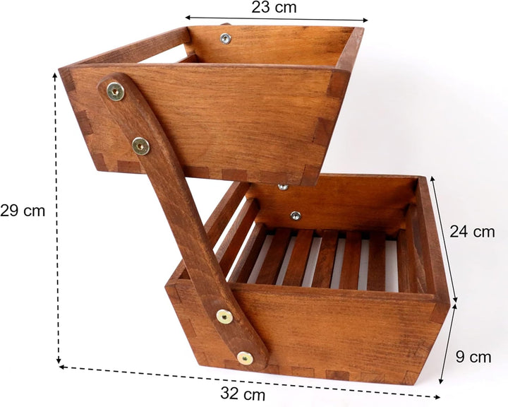 B4K Obstkorb aus Buchenholz | Grösse 24x32x29 cm | Früchtekorb | Servierkorb | Verkaufsständer | Obs