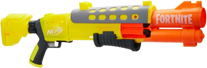 Nerf Fortnite Legendary TAC Blaster, Lackierung Gelbes Leuchten, 6-Dart Megatrommel, 6 Nerf AccuStri