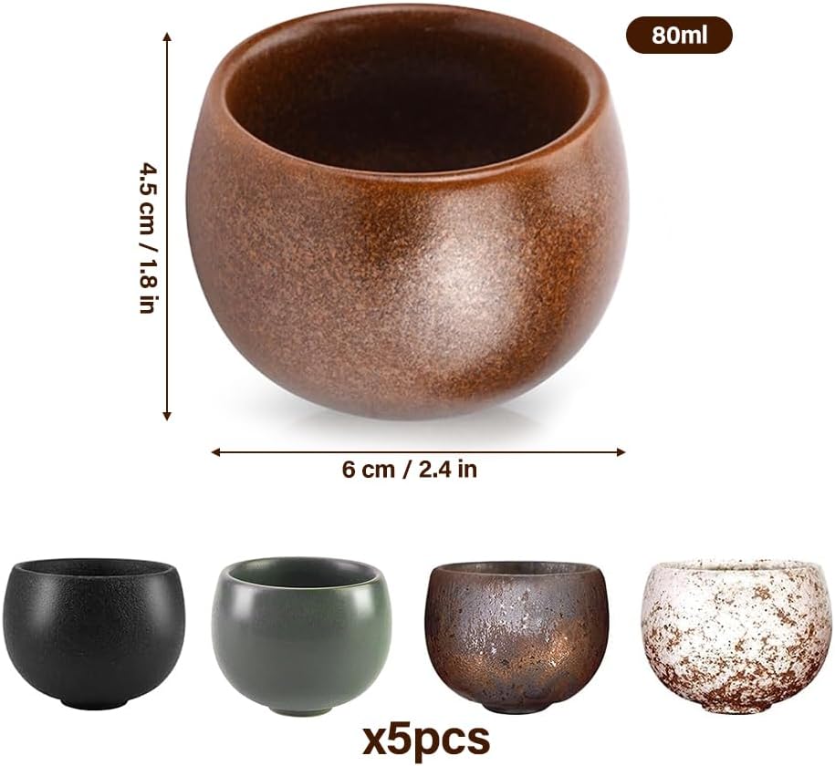 Espressotassen Set, 5-Teilig Espressotassen Steingut 50ml, Espresso Tassen Set, Dickwandig Keramik K