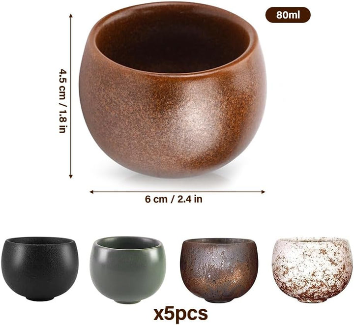 Espressotassen Set, 5-Teilig Espressotassen Steingut 50ml, Espresso Tassen Set, Dickwandig Keramik K