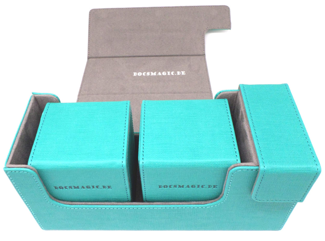 docsmagic.de Premium Magnetic Tray Long Box Mint Small + 2 Flip Boxes - Aqua Small + 2 Flip Boxes Aq