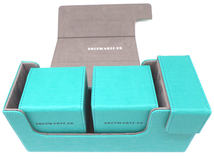 docsmagic.de Premium Magnetic Tray Long Box Mint Small + 2 Flip Boxes - Aqua Small + 2 Flip Boxes Aq