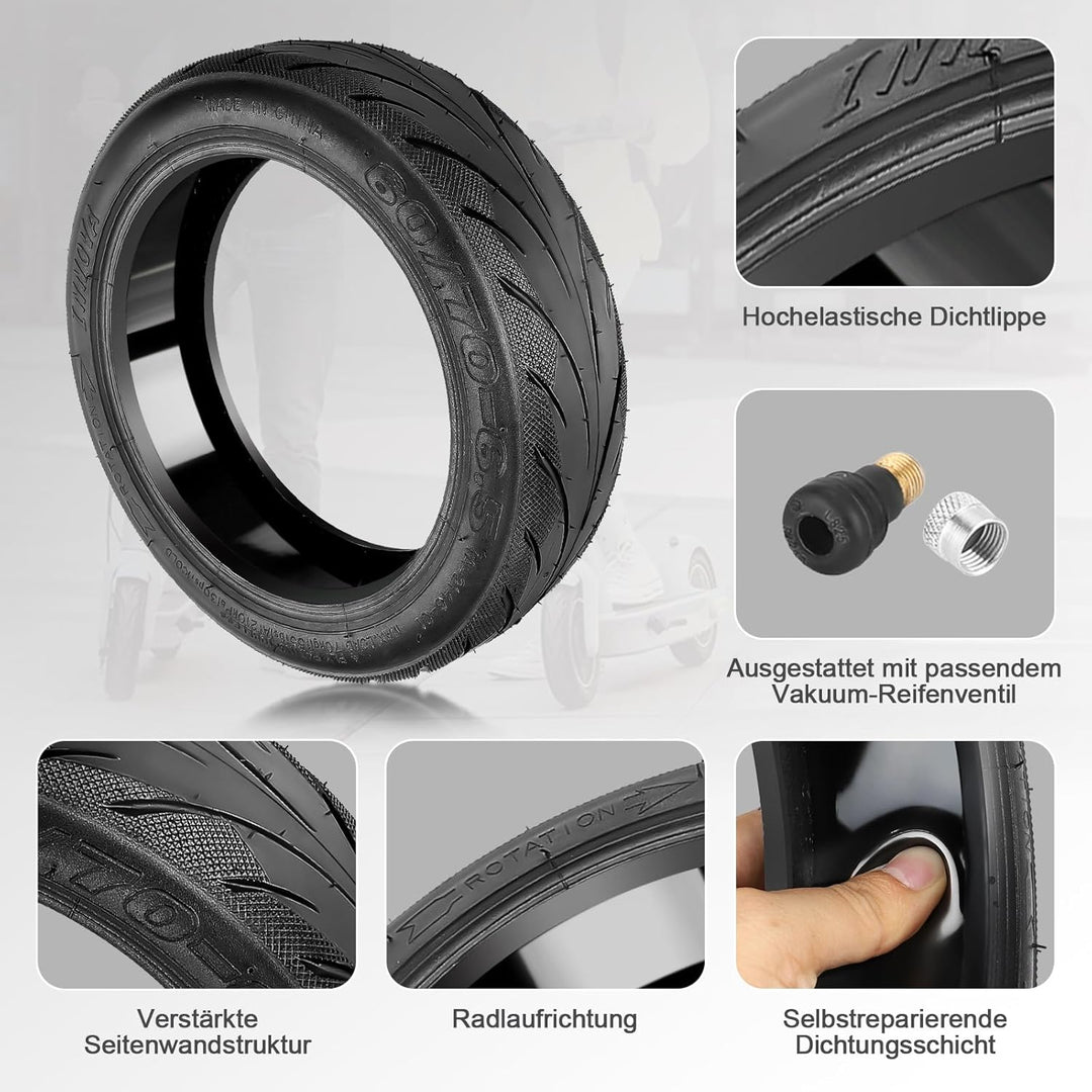 VOLOHAS 60/70-6.5 Tubeless Reifen mit Ventil für Segway Ninebot Max G30 Vorne/Hinten Scooter Reifen