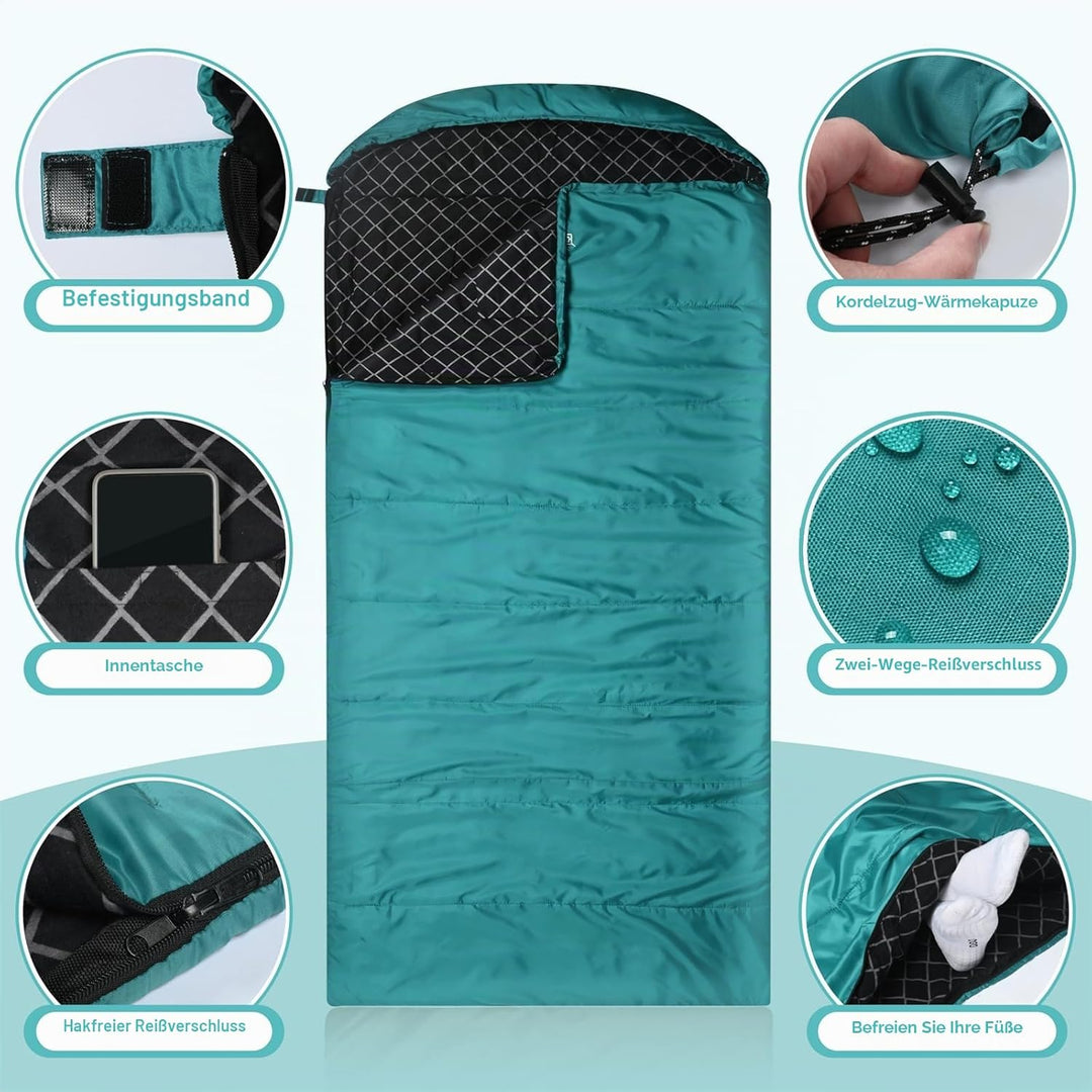 Baumwoll-Flanell-Schlafsack für Erwachsene, 100% Baumwollfutter-Schlafsack für Camping, Wandern, Ruc