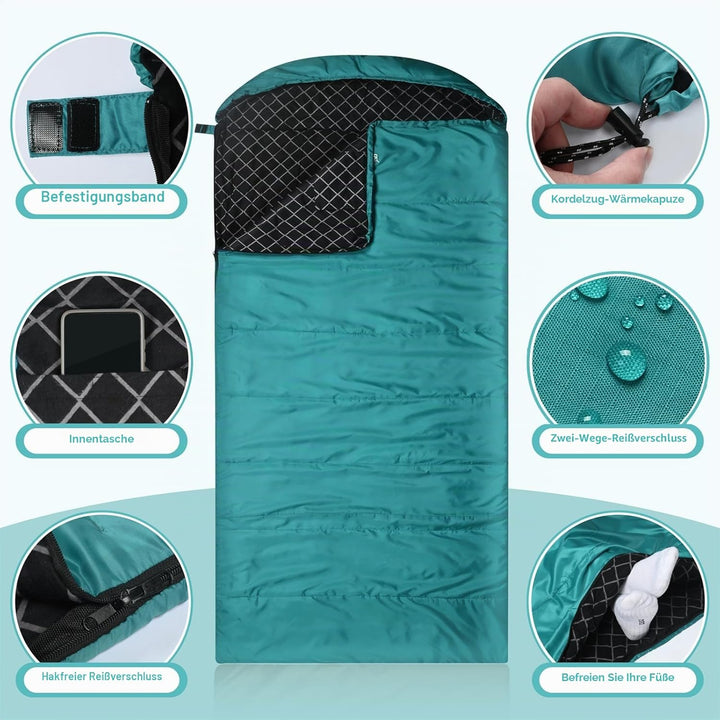 Baumwoll-Flanell-Schlafsack für Erwachsene, 100% Baumwollfutter-Schlafsack für Camping, Wandern, Ruc