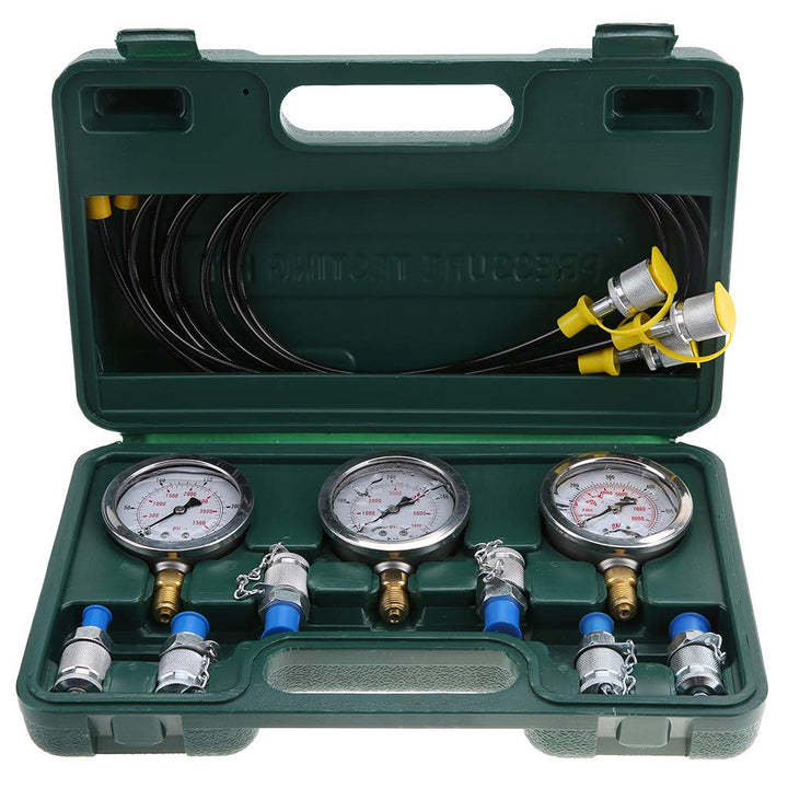 Hydraulikdruckmanometer-Kit, Hydraulikdruckprüfsatz mit 6 Kupplungen und 3 Gauge Kupplungen Langlebi
