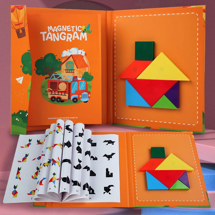 Tangram magnetisch für Kinder ab 3 Jahren – Montessori IQ Spiele & Lernspielzeug im Buchformat – Bes