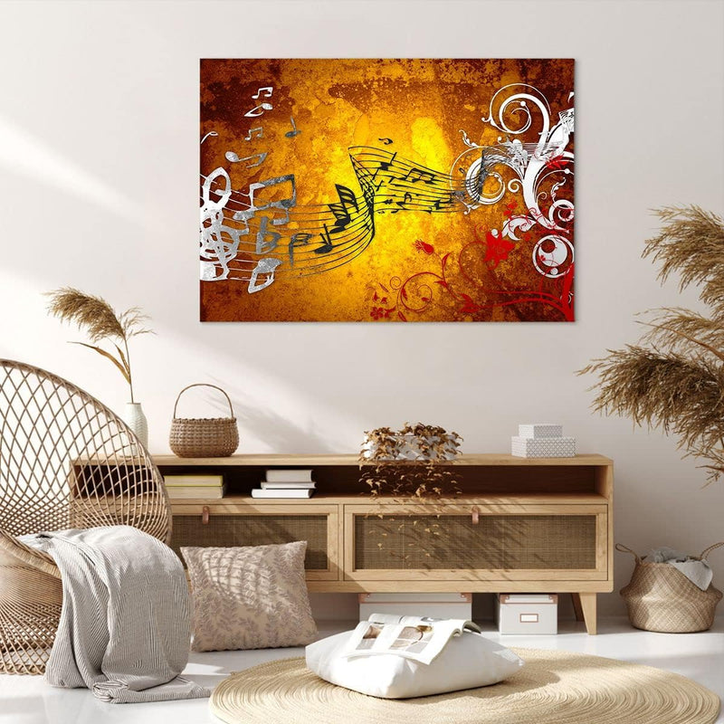 Bilder auf Leinwand 100x70cm Leinwandbild Musik Konzert Spass Blume Gross Wanddeko Bild Schlafzimmer