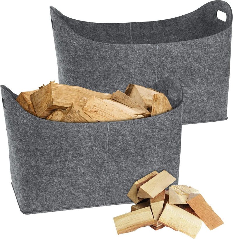 YRHome 2 Stück Filztasche für Kaminholz Kaminholztasche Kaminholzkorb 55 x 30 x40 cm Faltbar Filz Fa