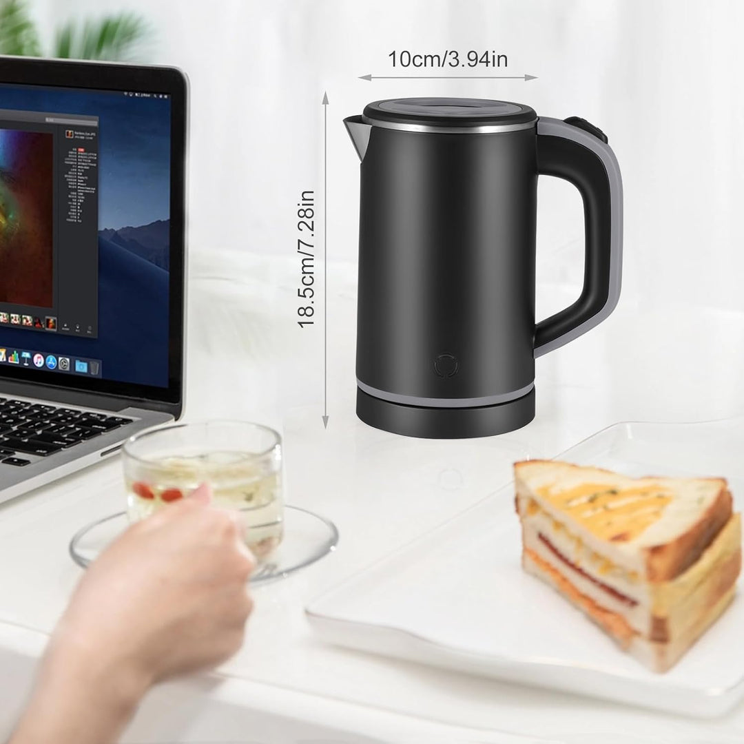 Towwoo 800ML Reisewasserkocher Klein, 600W 5 Minuten Schnelles Kochen Mini Edelstahl Wasserkocher, Ü