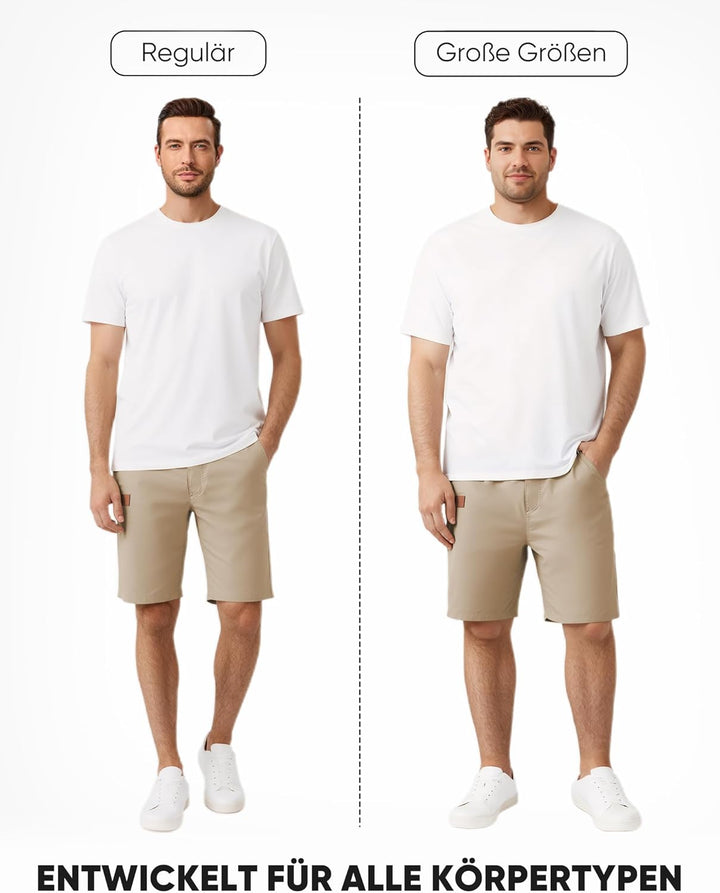 JMIERR Kurze Hosen Herren Shorts Herren Sommer Chino Baumwolle Elastische Taille mit Taschen S B Kha