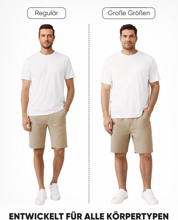 JMIERR Kurze Hosen Herren Shorts Herren Sommer Chino Baumwolle Elastische Taille mit Taschen S B Kha