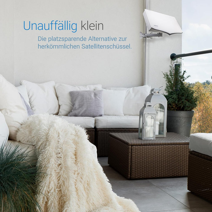 Humax Digital Digital H40D Flat Spiegel SAT Flachantenne für 1x Teilnehmer weiss mit Single LNB Sing