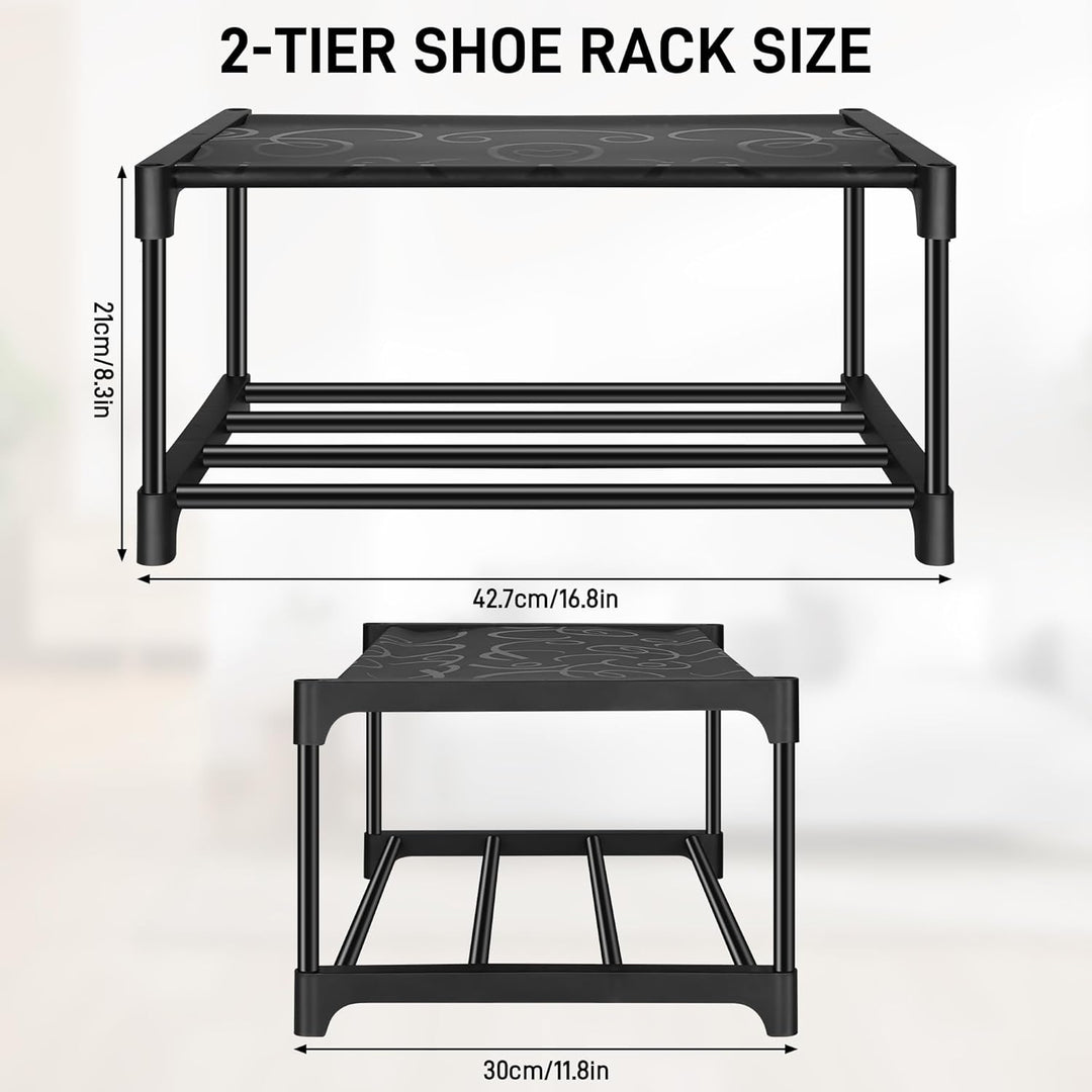 Schuhregal Platzsparend, 4-stufige Verstellbare Schuhregal Schmal, Stabile Metall Schuhablage mit Di