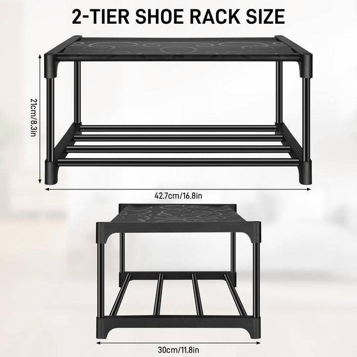 Schuhregal Platzsparend, 4-stufige Verstellbare Schuhregal Schmal, Stabile Metall Schuhablage mit Di