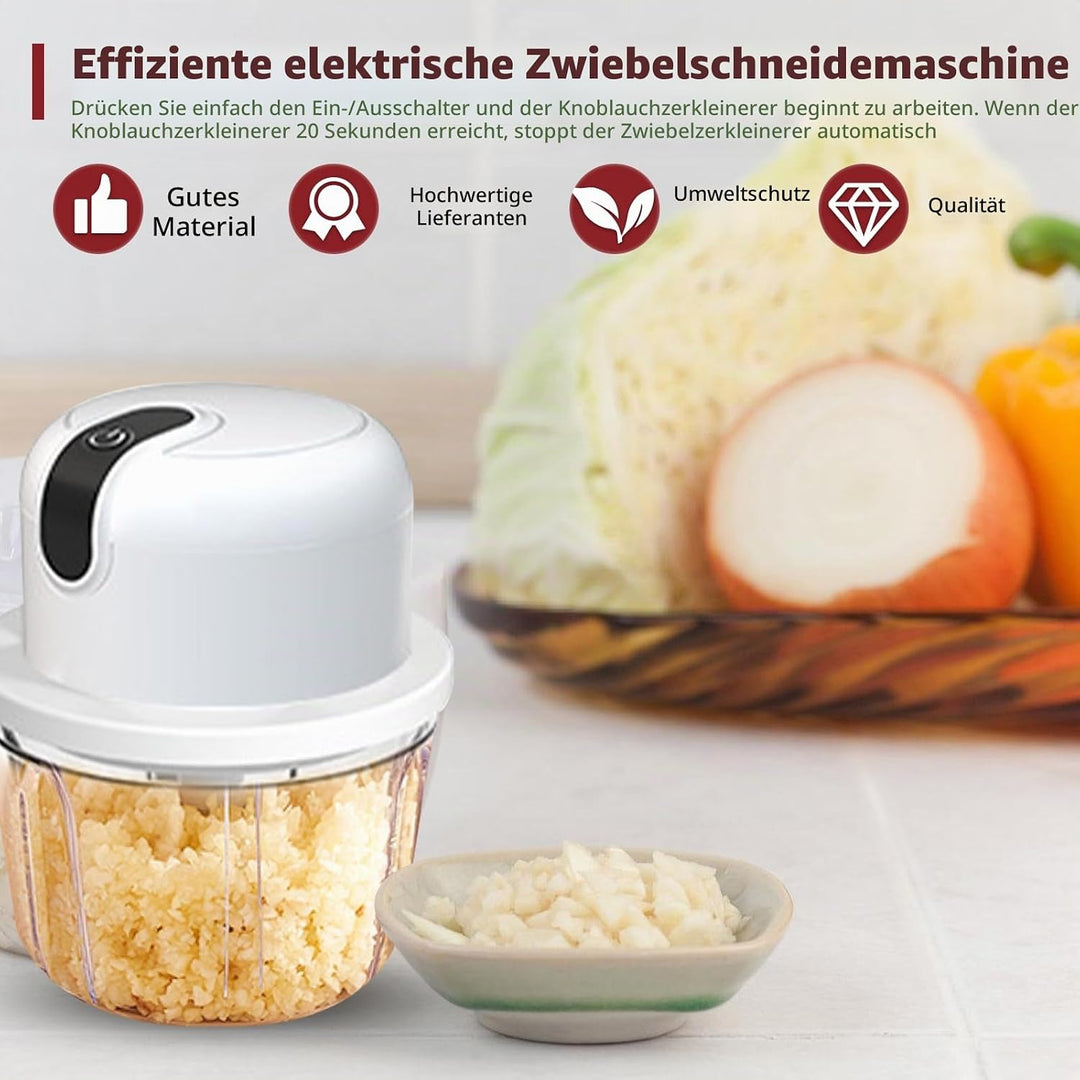 Elektrisch Zwiebelschneider Zwiebel Zerkleinerer：350ML Elektrisch Zerkleinerer USB Wiederaufladbare,