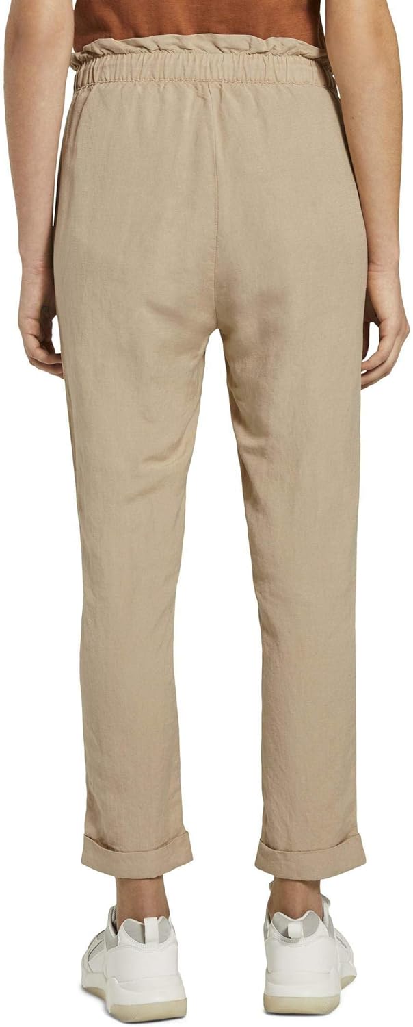 TOM TAILOR Damen Leinen Relaxed Hose 34 22201 - Cream Toffee, 34 22201 - Cream Toffee