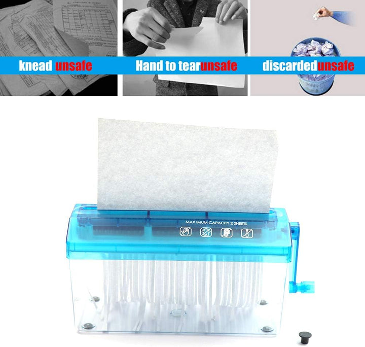 CHICIRIS Mini-Desktop-Handbuch A4 Hand Shredder Schredet Papier Effizient für den Schutz der Bürover