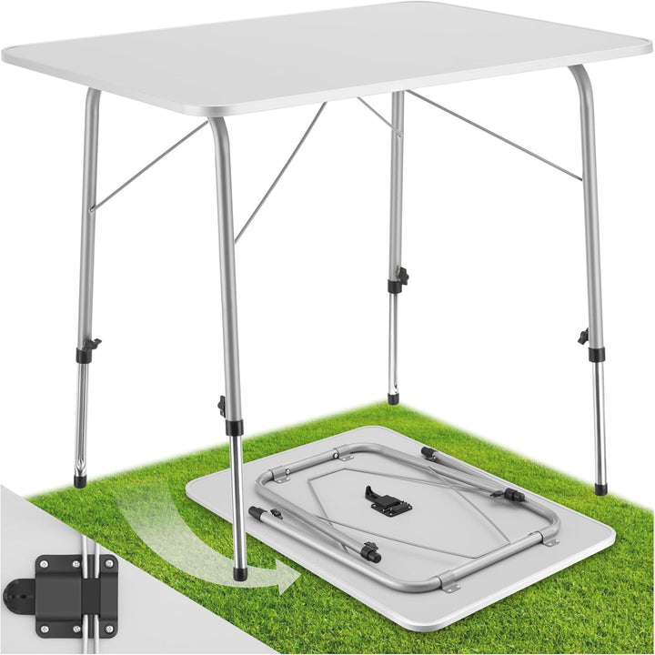 tectake® Campingtisch, Gartentisch klappbar, Klapptisch höhenverstellbar, verstellbare Teleskopbeine
