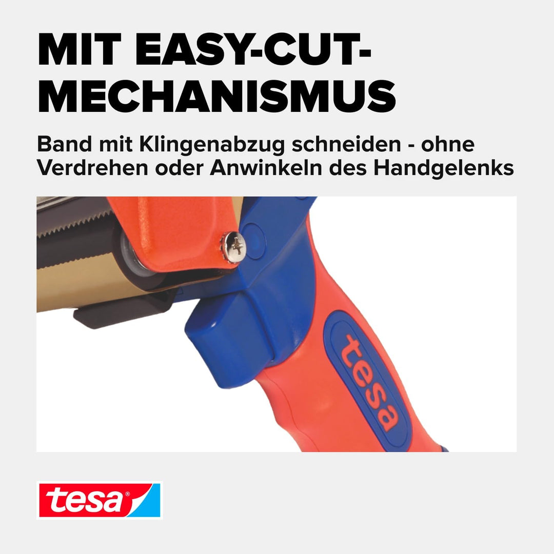 tesa Handabroller PREMIUM - professioneller, robuster Abroller für Klebebänder - für Paketbänder mit