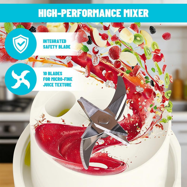 Tragbarer Smoothie Maker to go, 340ML Mini Mixer für Shakes & Smoothies, 21.000 U/min mit 6 Edelstah