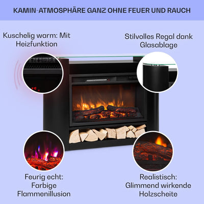 Klarstein Elektrokamin, Elektro Heizungen für Wohnzimmer & Innenräume, Elektrischer Kamin mit LED Fl