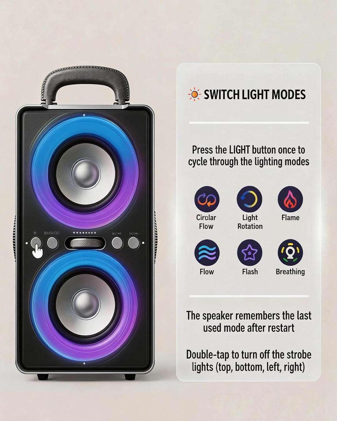 240W Musikbox Bluetooth Gross, kraftvoller, lauter Klang mit tiefen Bässen, 20H Akku,TWS-Funktion, P