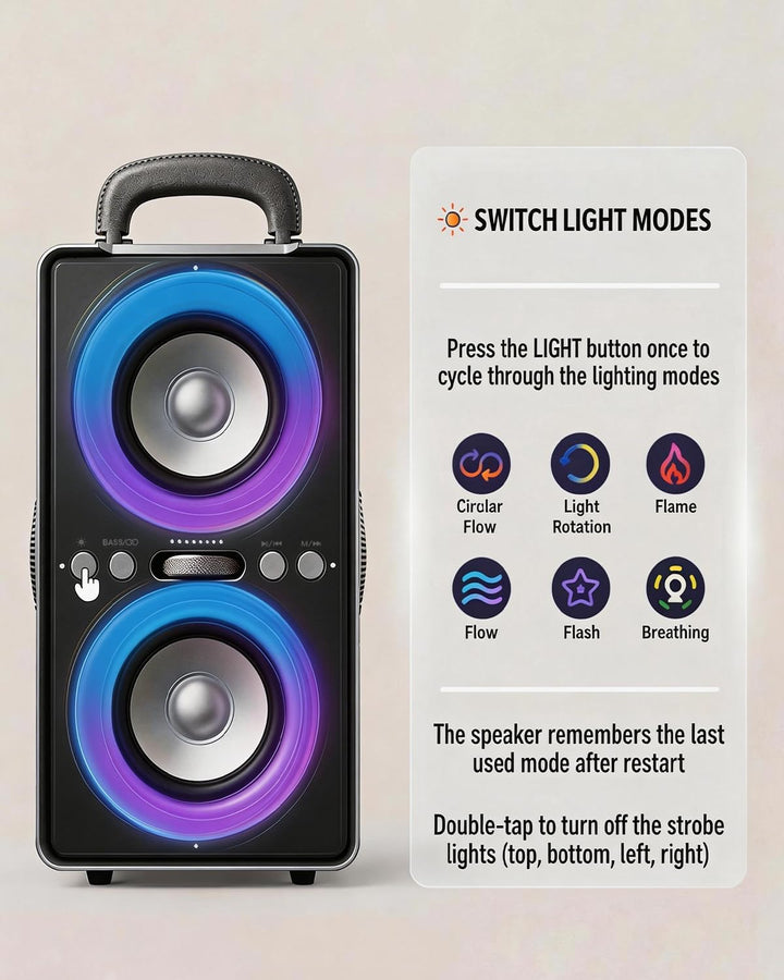 240W Musikbox Bluetooth Gross, kraftvoller, lauter Klang mit tiefen Bässen, 20H Akku,TWS-Funktion, P