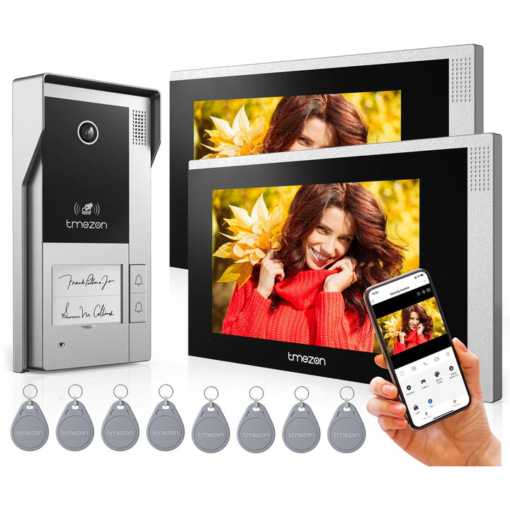 TMEZON WLAN IP 1080P Video Türsprechanlage 2-familienhaus,4 Draht Technik,7&