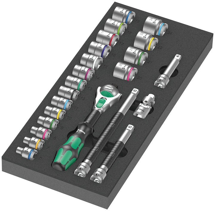 Wera 05150111001 9721 Schaumstoffeinlage, 8000 B Zyklop Knarre 3/8" Set 1, 23-teilig 9721 8000 B, Zy
