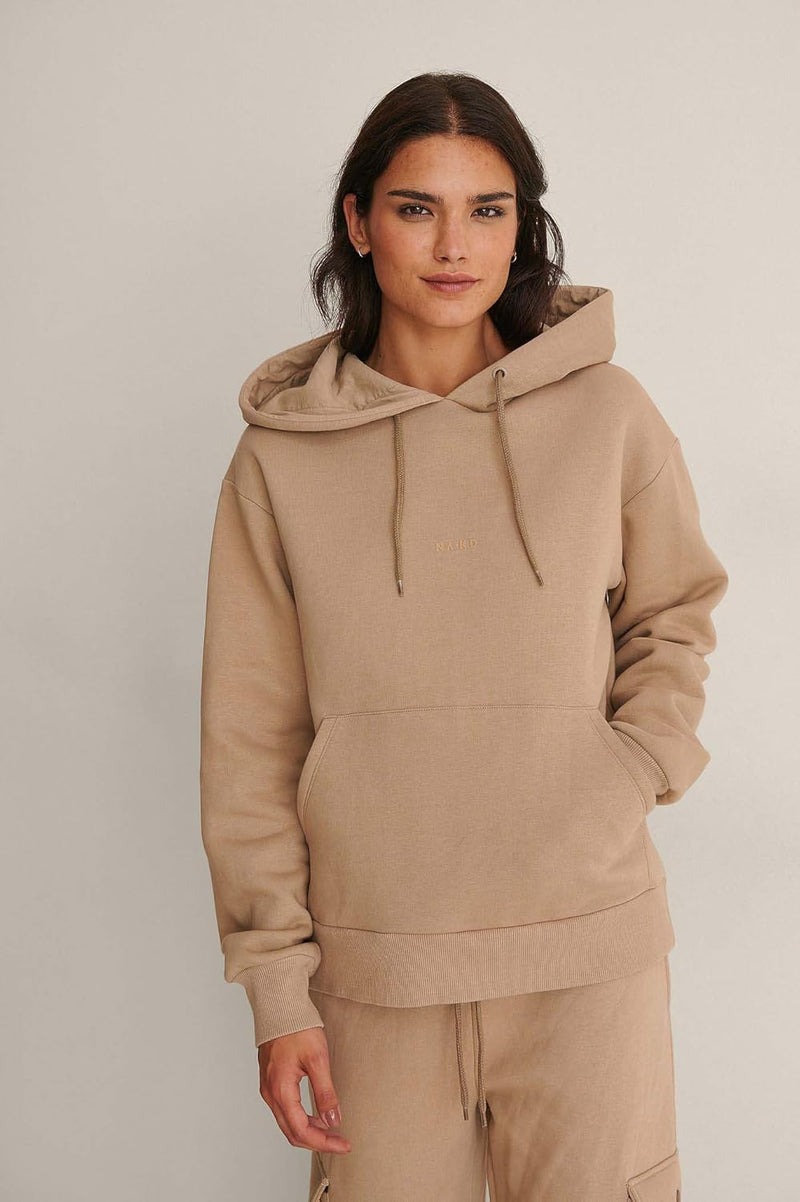 NA-KD Damen ton-Hoodie Kapuzenpullover S Dark Beige, S Dark Beige