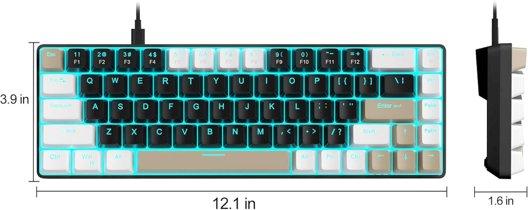 MageGee MK-Box Tragbare 60 % mechanische Gaming-Tastatur, LED-Hintergrundbeleuchtung, kompakt, 68 Ta