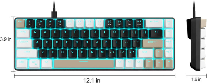 MageGee MK-Box Tragbare 60 % mechanische Gaming-Tastatur, LED-Hintergrundbeleuchtung, kompakt, 68 Ta