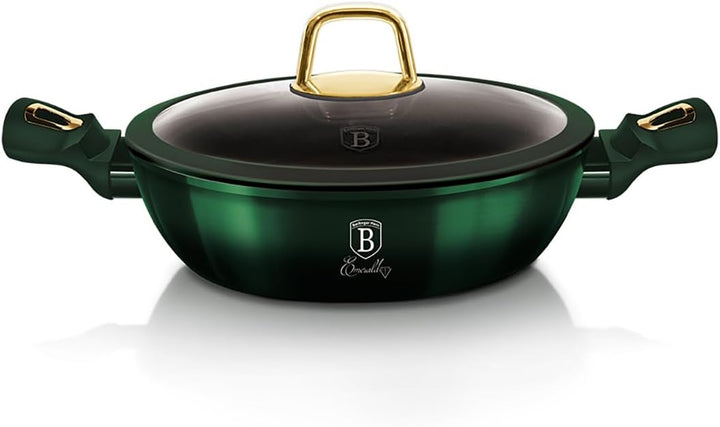 BerlingerHaus Emerald Collection Shallow Pfanne mit Deckel, 28 cm, BH/6060 emerald Edelstahl 18/8, G
