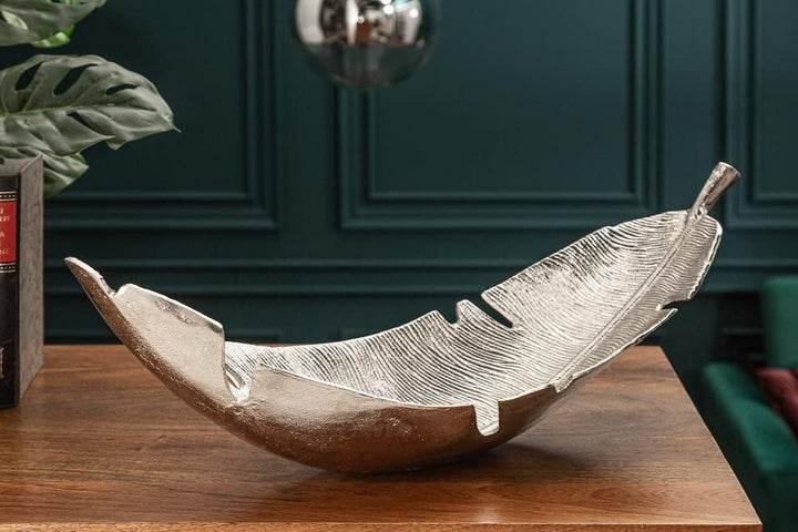 Riess Ambiente Schale SILVER LEAF - 65cm - silber - Metall handmade, Silber