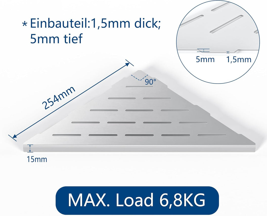 Dusche Eckablage ohne Bohren, 304 Edelstahl Duschregal, Einbau Duschablage an Wand, 2 Stück Badablag