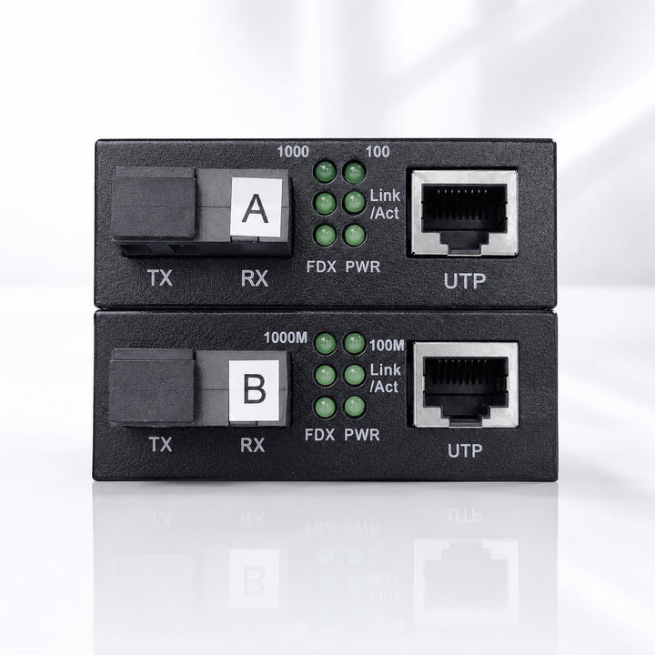 Elfcam® - PoE Gigabit Ethernet LWL Medienkonverter Glasfaser 10/100/1000 Mbps inklusive Mini-GBIC (S