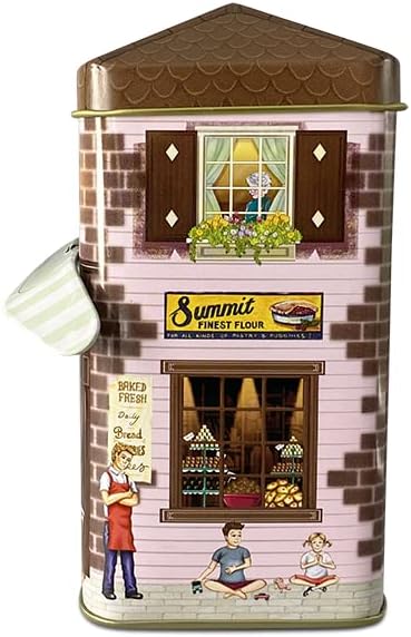 Dekorative Keksdose Stadthaus 12 x 7,5 x 15 cm, Volumen 1000 ml Backwaren, Backwaren
