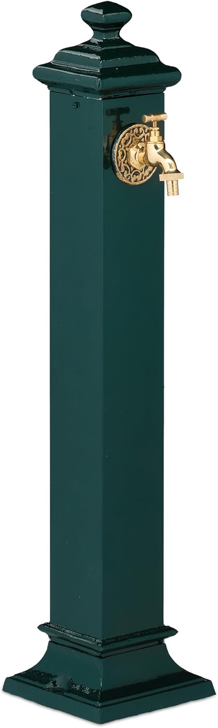Relaxdays Standbrunnen Antik, mit Wasserhahn, HBT 86x19x23 cm, Wasserzapfsäule Garten, Terrasse, Zie