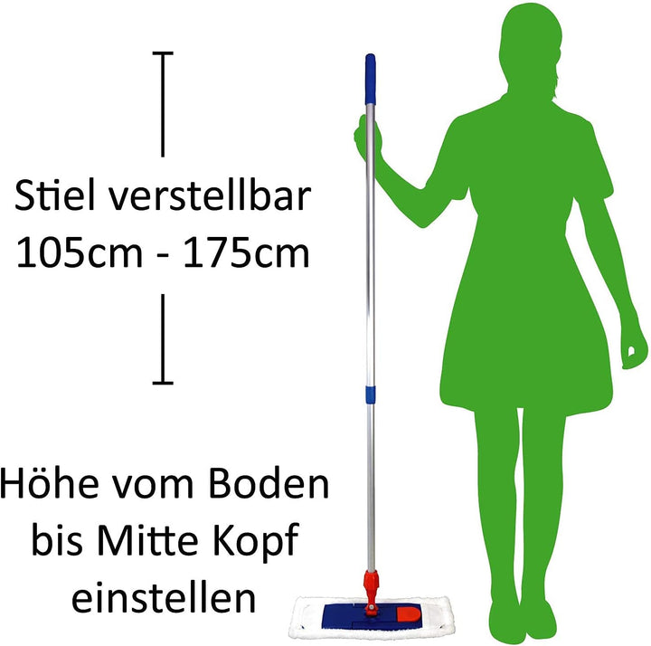 Sonty 2 Stück Wischmopp Set XL 50 cm, Klapphalter Magnet, Mopstange Alu, Microfaser Mopp (2)