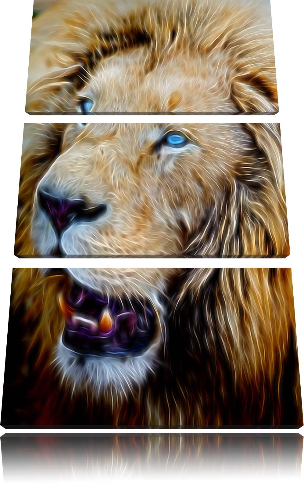 schöner weisser Löwe Spezial 3-Teiler Leinwandbild 120x80 Bild auf Leinwand, XXL riesige Bilder fert