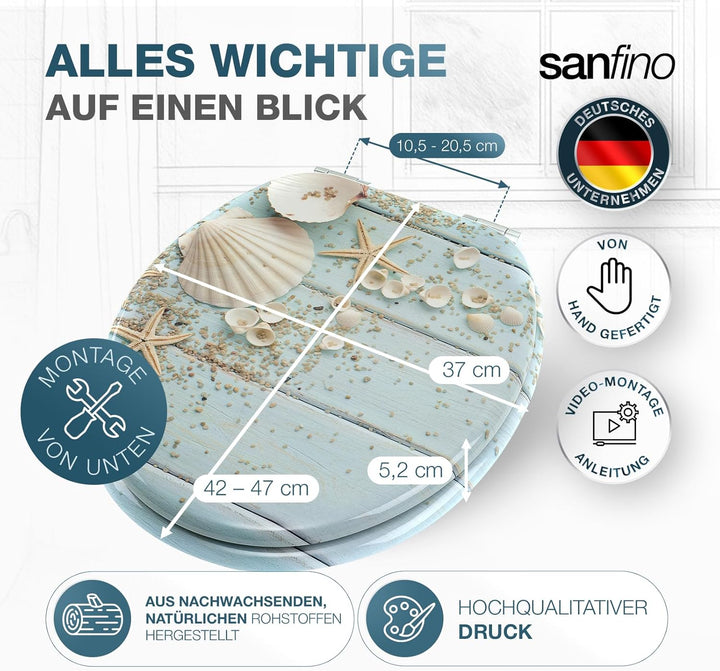 Premium WC Sitz mit Absenkautomatik – hochwertige Toilettendeckel aus Holz, viele bunte Motive, hohe